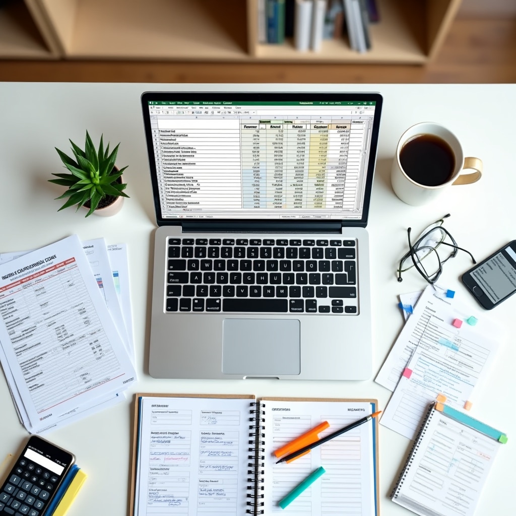 Budget template spreadsheet with organized categories