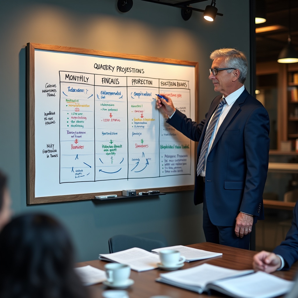 Quarterly projection framework showing rolling forecasts